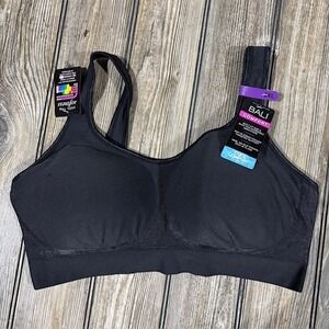 2XL New Bali Comfort Revolution Cool Comfort Fabric Wireless Bra Black